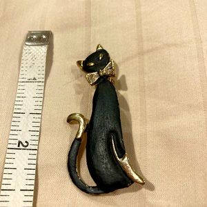 VINTAGE Siamese cat pin brooch with rhinestones
